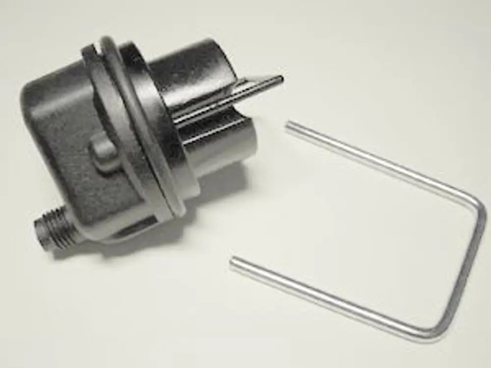Entlüfterpumpe von Remeha mit O-Ring-Dichtung und einer U-förmigen Montagehilfe, auf hellem Hintergrund abgebildet.